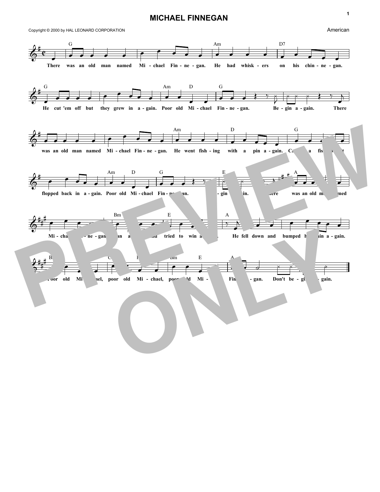 Produktgalerie: Seite 1 von 1 Michael Finnegan, Traditional, Melodieinstrument