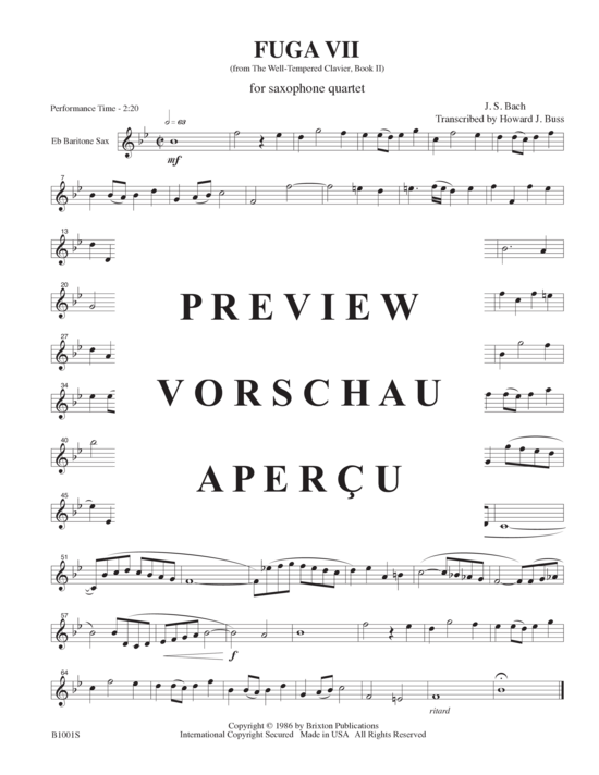 gallery: Fuga VII , , (Saxophonquartett SATB)