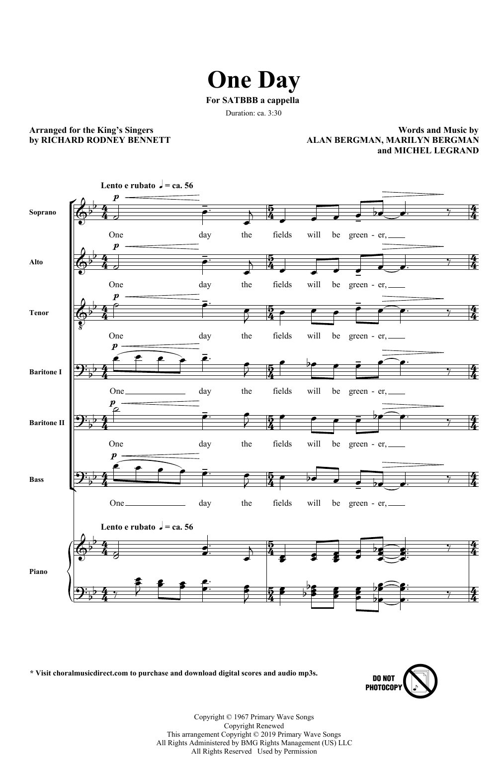Product picture to: One Day (arr. Richard Rodney Bennett)