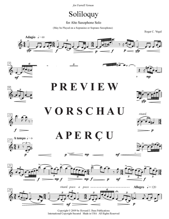 Product gallery: Page 4 of 7 Soliloquy , , (alto/soprano saxophone solo)