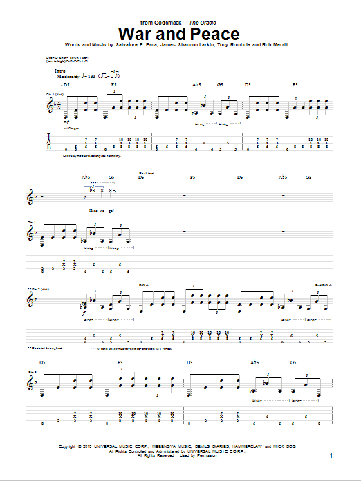 Produktgalerie: Seite 1 von 1 War And Peace, Godsmack, Gitarre