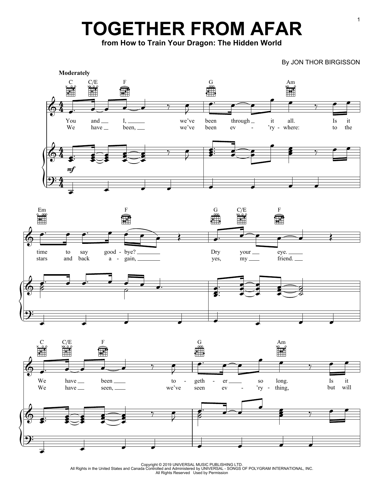 Produktbild zu: Together From Afar (from How to Train Your Dragon: The Hidden World)