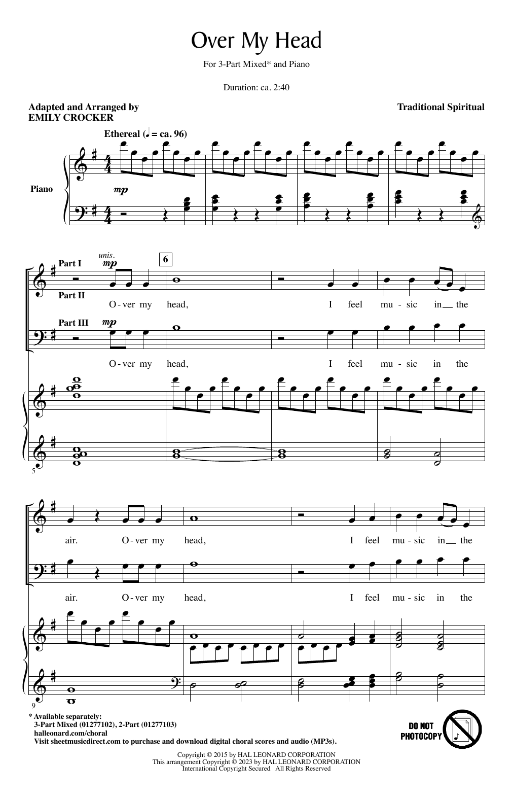 Product picture to: Over My Head (arr. Emily Crocker)