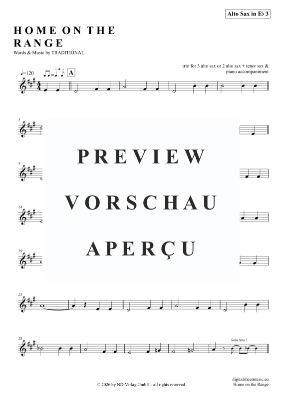 gallery: Home On The Range, American Folk Song, (Saxophon Trio AAA(T) + Klavier)
