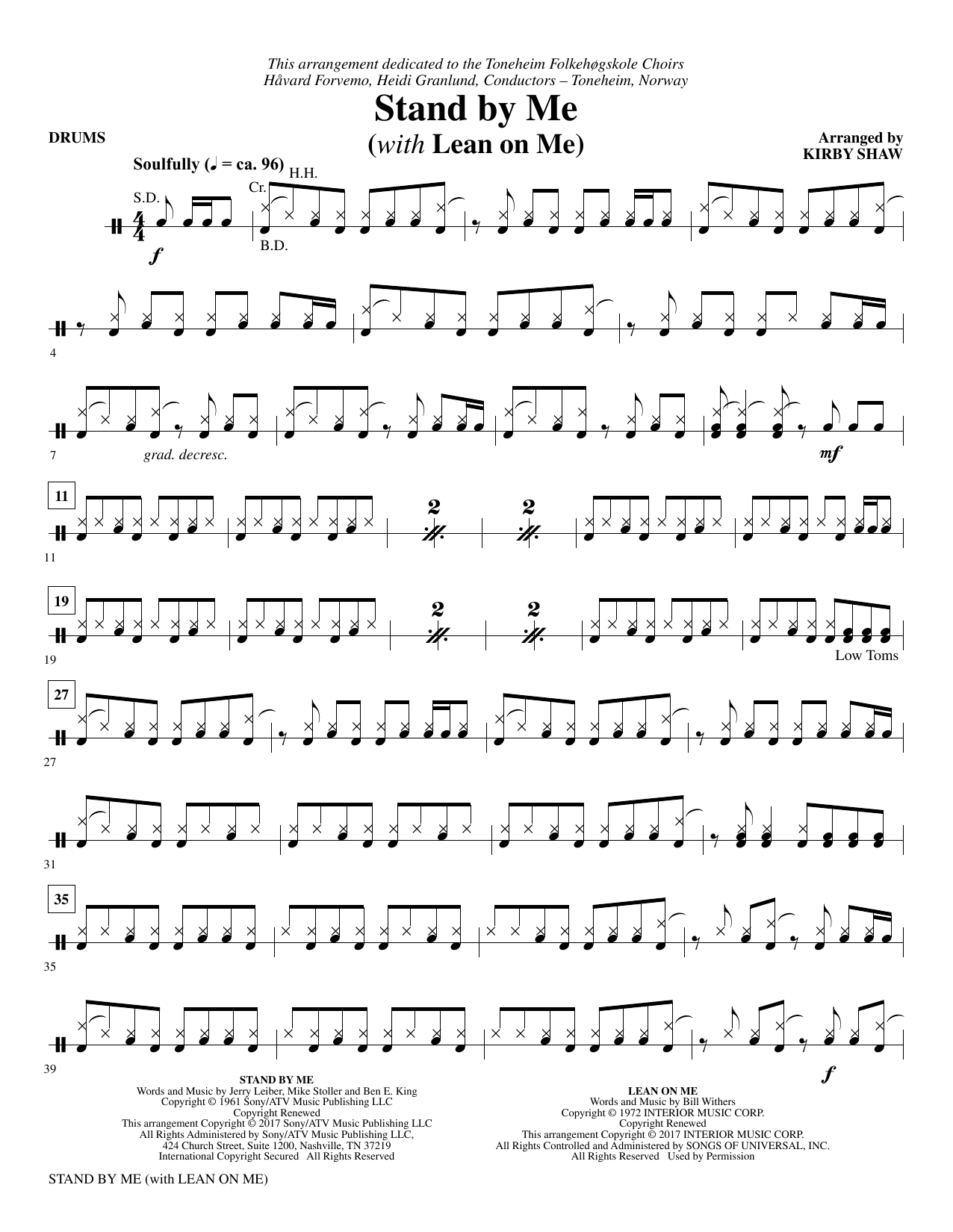 Produktgalerie: Seite 1 von 1 Stand By Me (with "Lean On Me") - Drums, Kirby Shaw, Chor