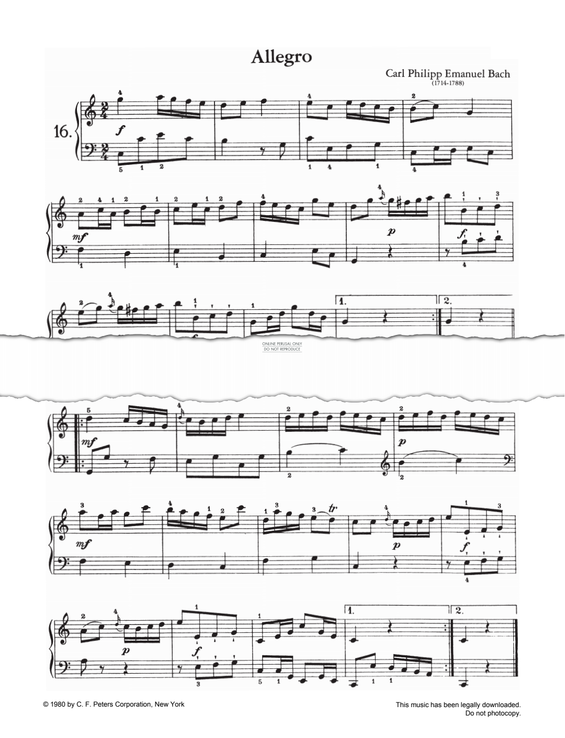 Produktgalerie: Seite 1 von 1 Allegro, Carl Philipp Emanuel Bach, Klavier