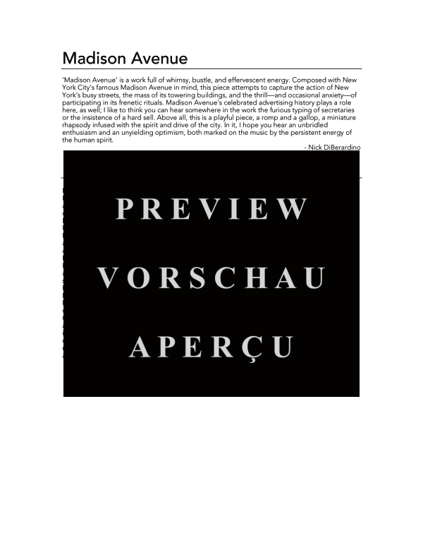 Product gallery: Page 4 of 11 Madison Avenue, , (clarinet in Bb and piano)