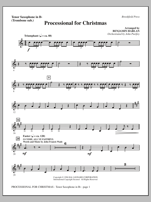 Produktbild zu: Processional For Christmas - Tenor Sax (sub. Trombone)