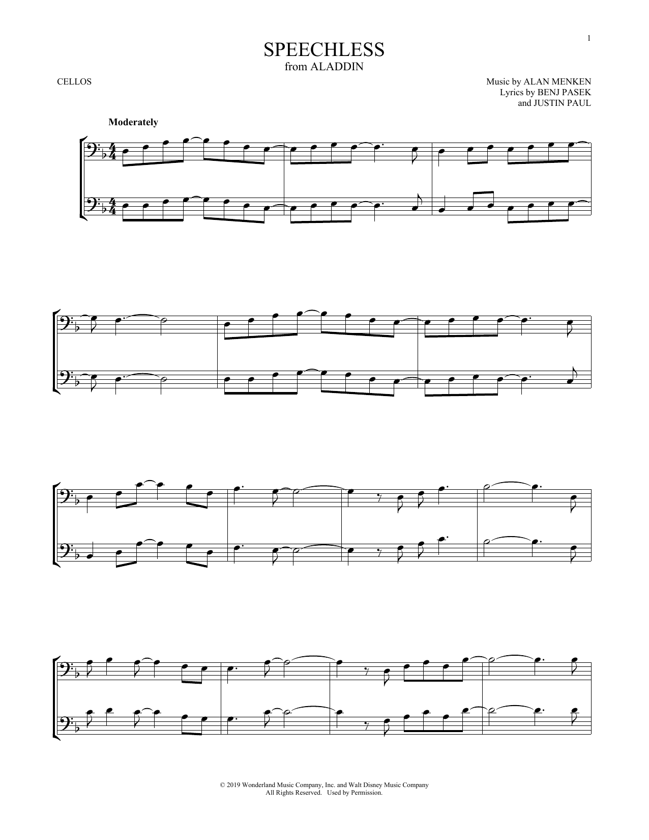 Produktgalerie: Seite 1 von 1 Speechless (from Aladdin), Naomi Scott, Violoncello