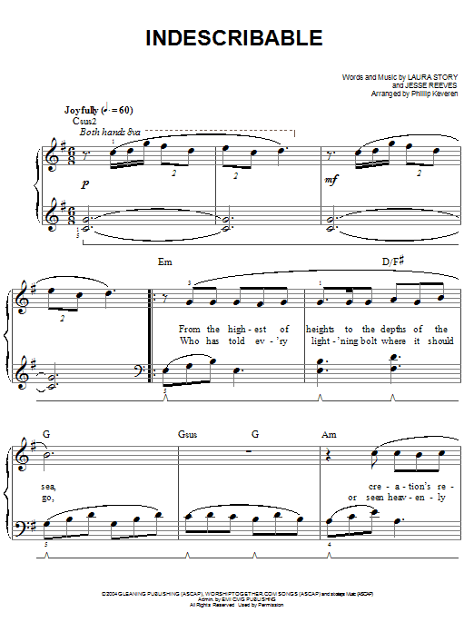 Product picture to: Indescribable (arr. Phillip Keveren)