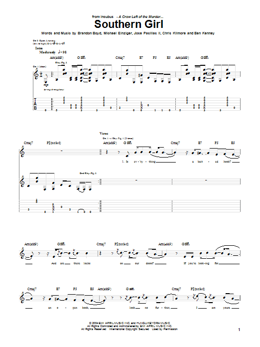 Produktgalerie: Seite 1 von 1 Southern Girl, Incubus, Gitarre