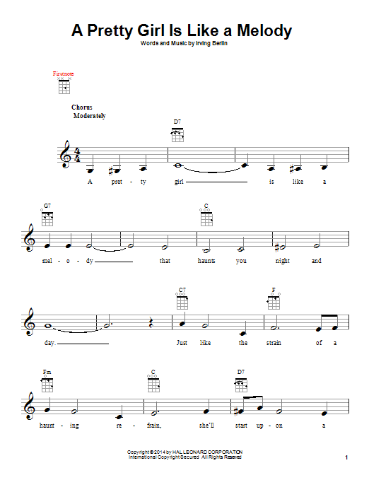 Product gallery: Page 1 of 1 A Pretty Girl Is Like A Melody, Irving Berlin