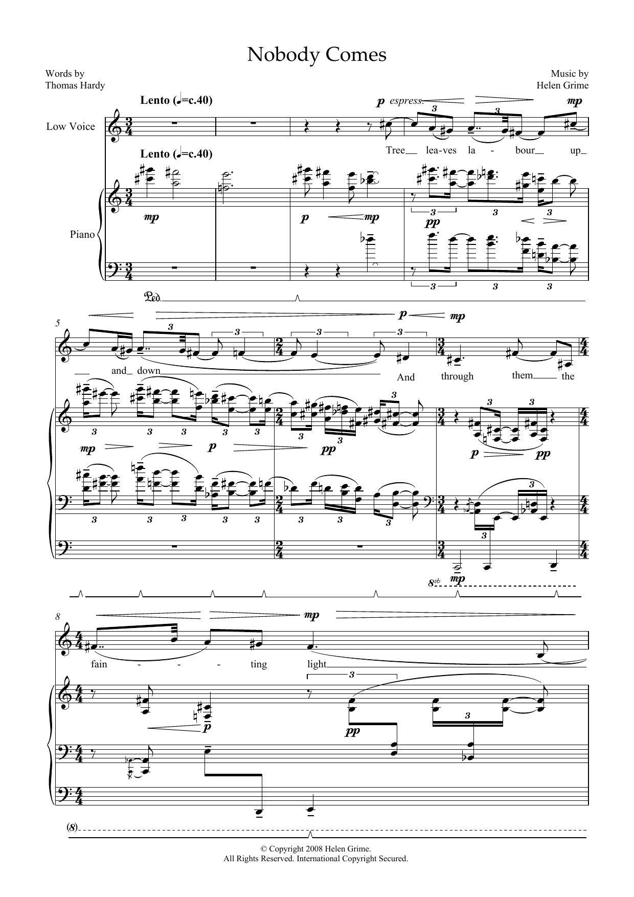 Produktbild zu: Nobody Comes (for low voice and piano)