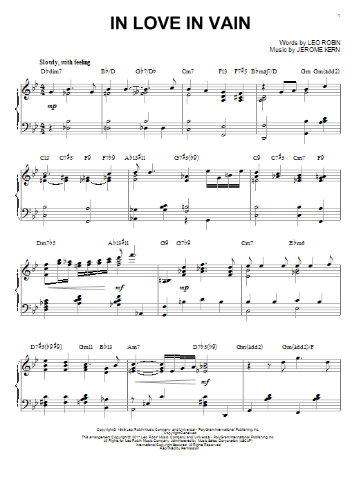 Product gallery: Page 1 of 1 In Love In Vain [Jazz version] (arr. Brent Edstrom), Bill Evans