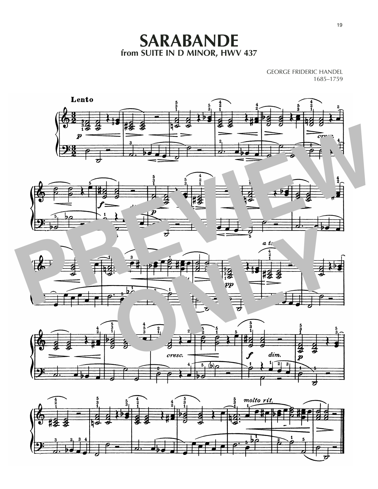 Product gallery: Page 1 of 1 Sarabande, HWV 437, George Frideric Handel