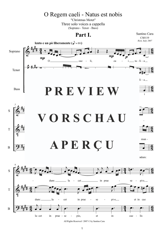 Produktgalerie: Seite 2 von 11 O Regem caeli - Natus est nobis Weihnachtsmotette, , Trio Sopran, Tenor und Bass