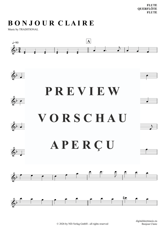 Product gallery: Page 2 of 4 Bonjour Claire, Traditional, (transverse flute)