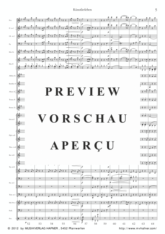 Product gallery: Page 10 of 11 Künstlerleben, , (large wind orchestra)