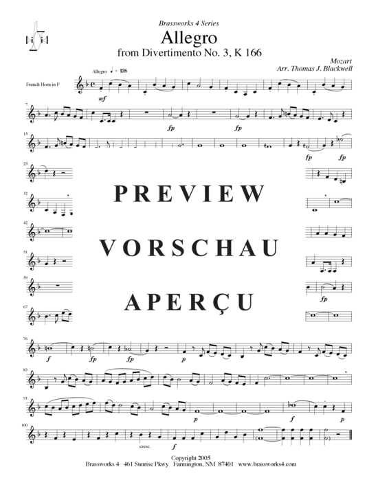Produktgalerie: Seite 6 von 10 Allegro, , (2xTrompete in B/C, Horn in F, Posaune)