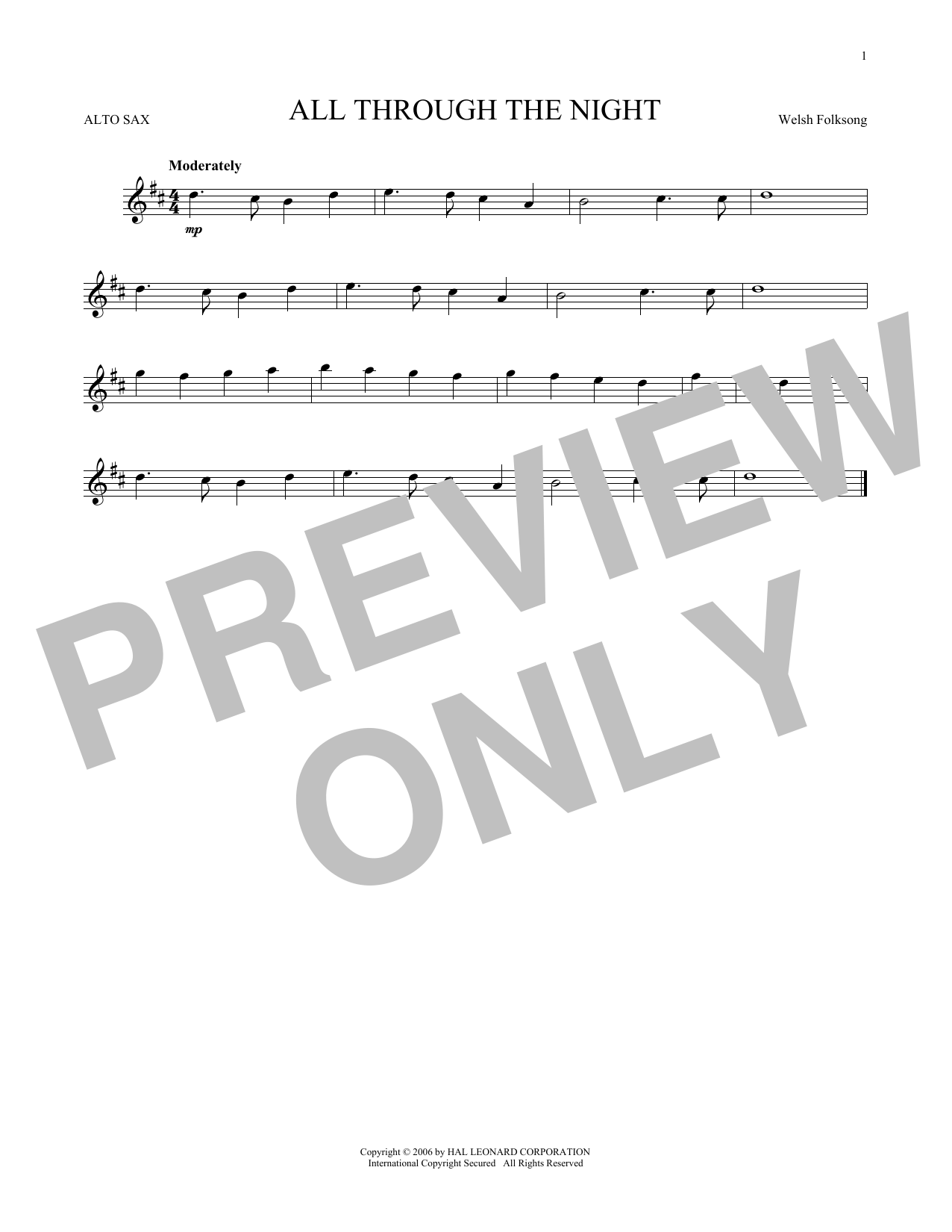 Product gallery: Page 1 of 1 All Through The Night, Welsh Folksong