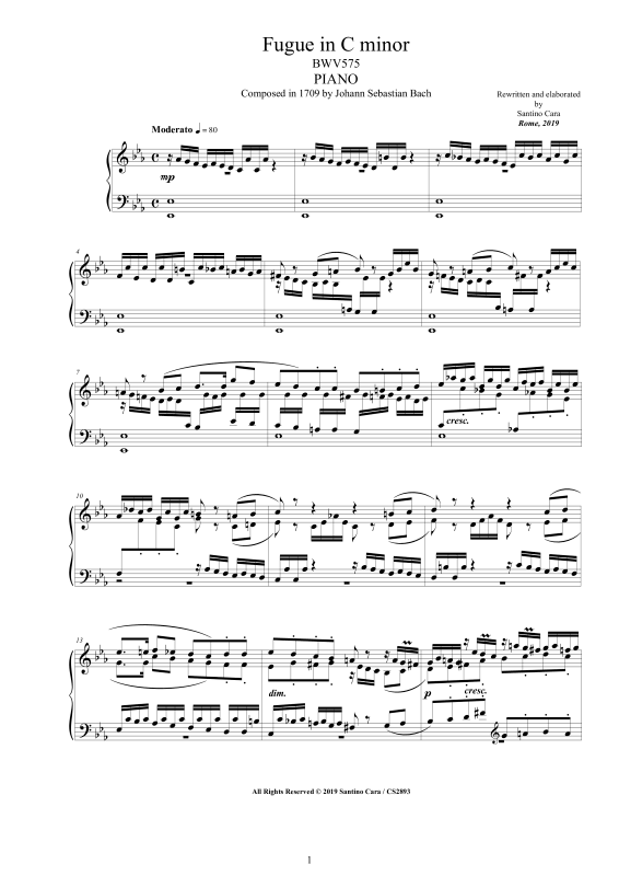 Product picture to: Fuge in C-Moll BWV 575Johann Sebastian Bach