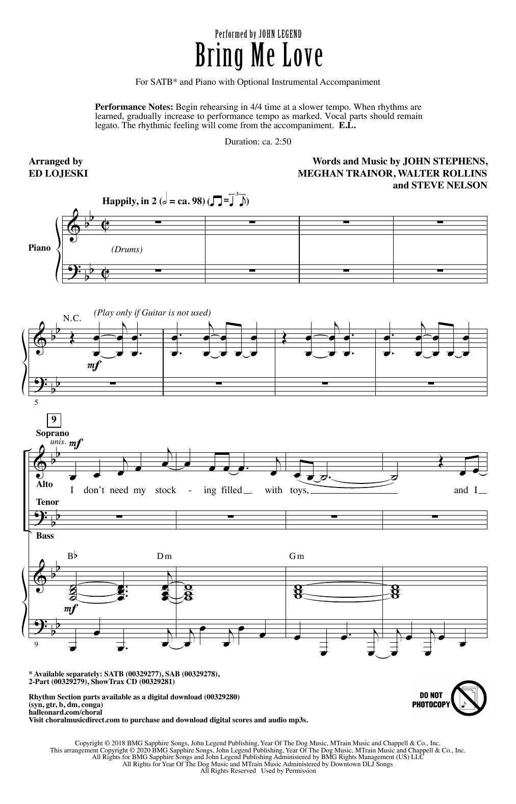 Product picture to: Bring Me Love (arr. Ed Lojeski)