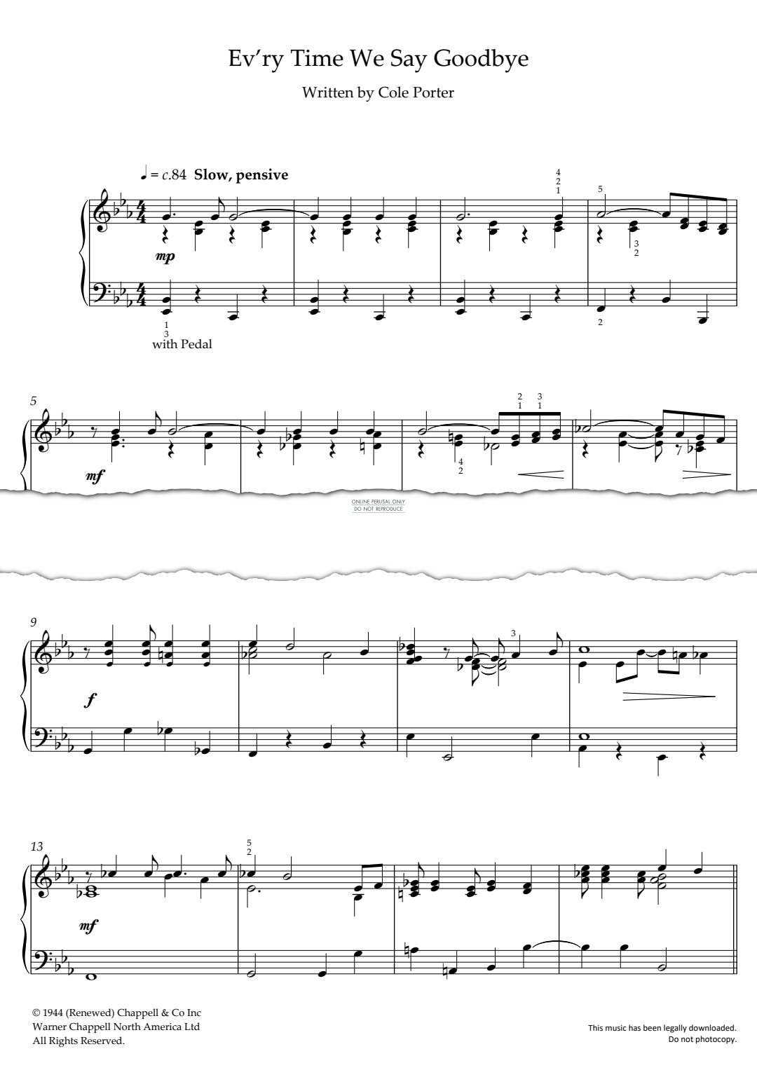 Product gallery: Page 1 of 1 Ev'ry Time We Say Goodbye, Cole Porter