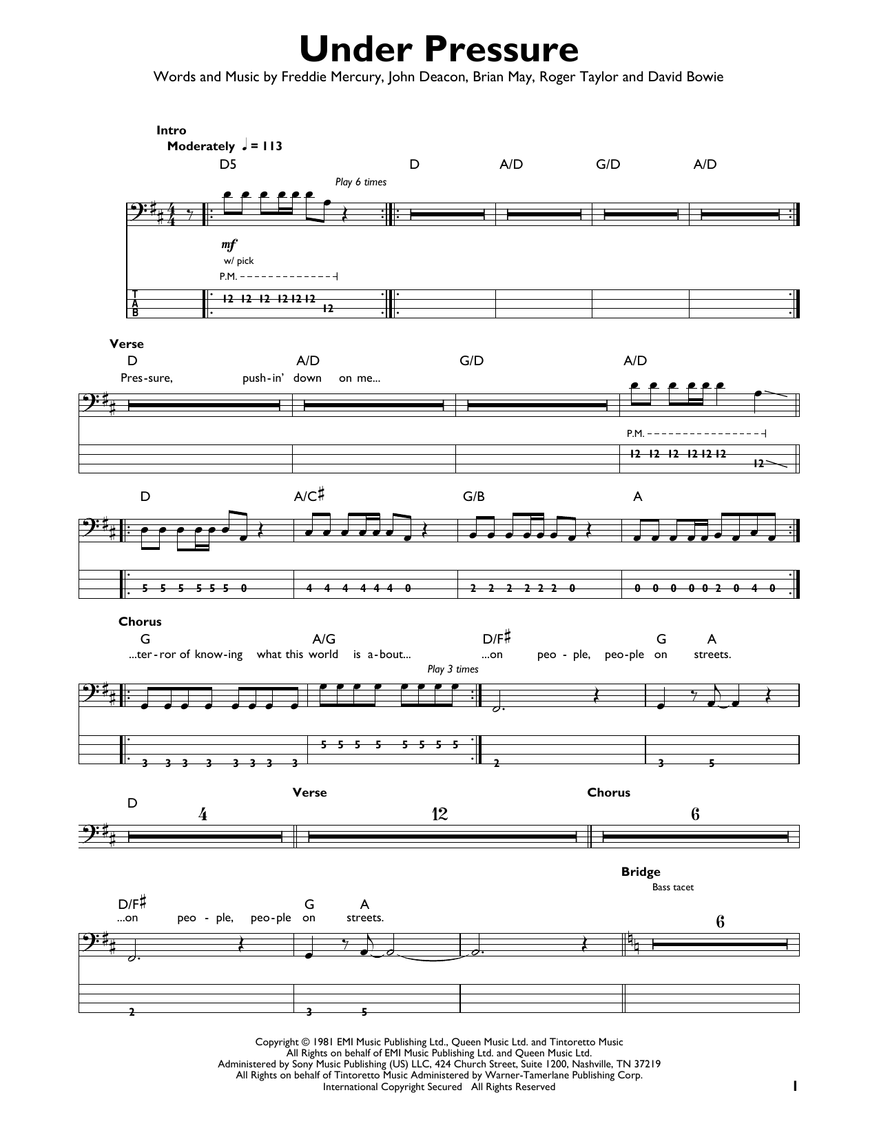 Product picture to:  Under Pressure - Queen & David Bowie