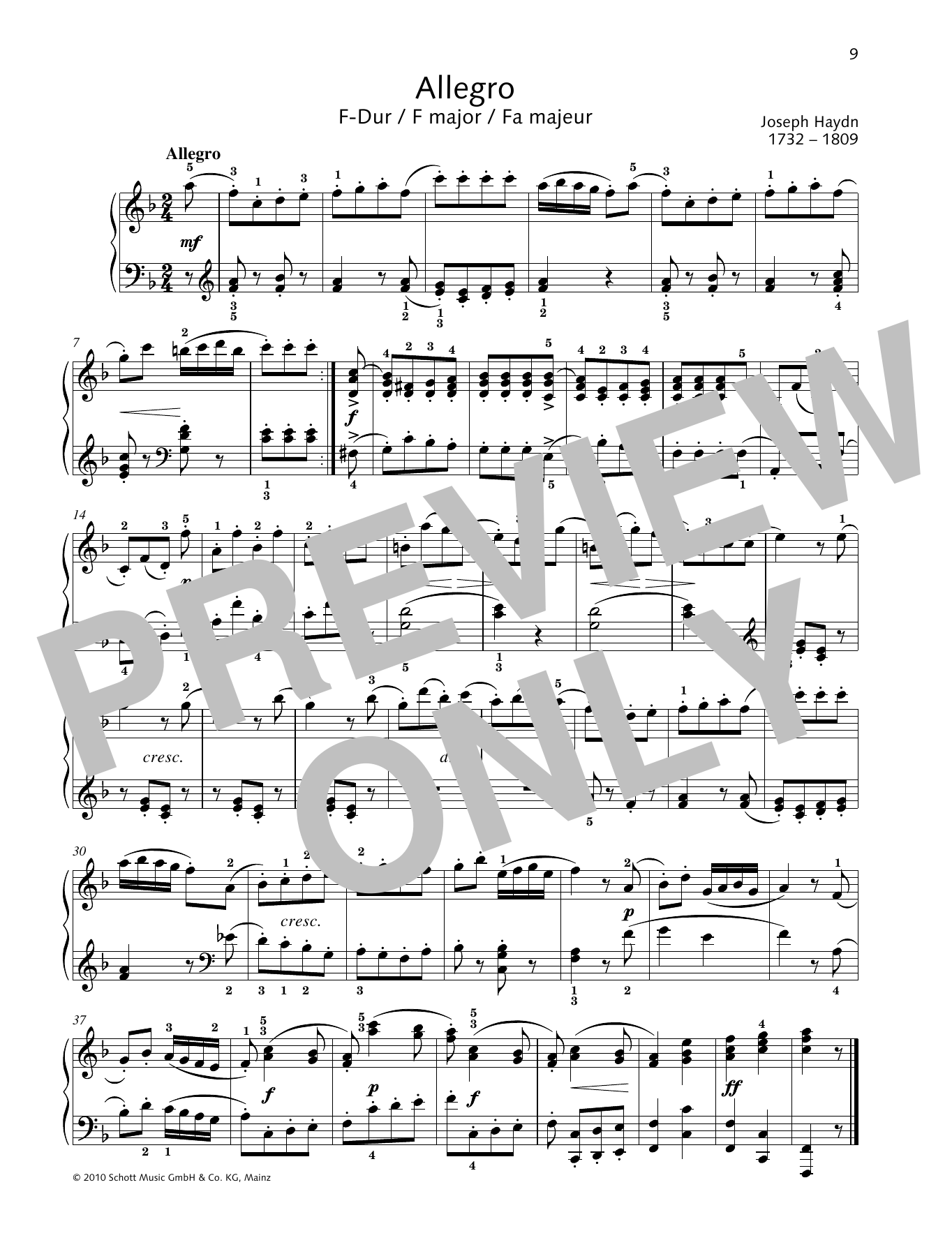 Produktbild zu: Allegro F major