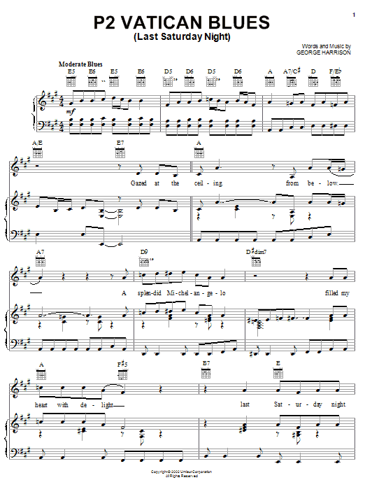 Produktgalerie: Seite 1 von 1 P2 Vatican Blues (Last Saturday Night), George Harrison, Gesang, Gitarre, Klavier