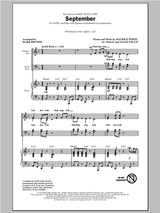 Product picture to: September (arr. Mark Brymer)