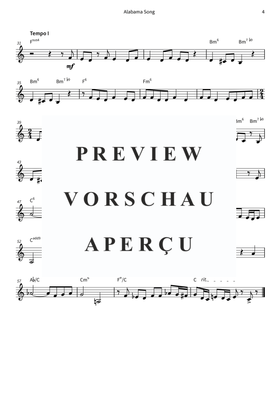 gallery: Alabama Song, , (Klarinette in B Solo & Akkorde - Leadsheet)