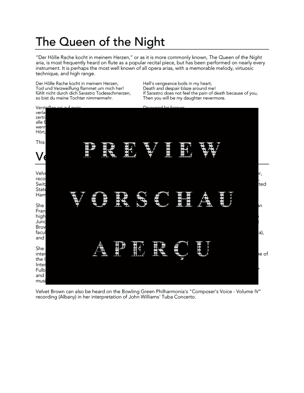 Produktgalerie: Seite 4 von 11 Queen of the Night, The, , (Tuba und Klavier)