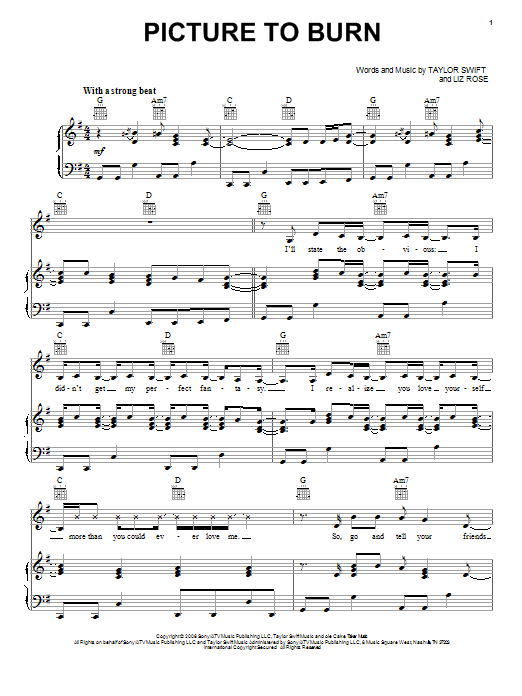 Produktgalerie: Seite 1 von 1 Picture To Burn, Taylor Swift, Gesang, Gitarre, Klavier