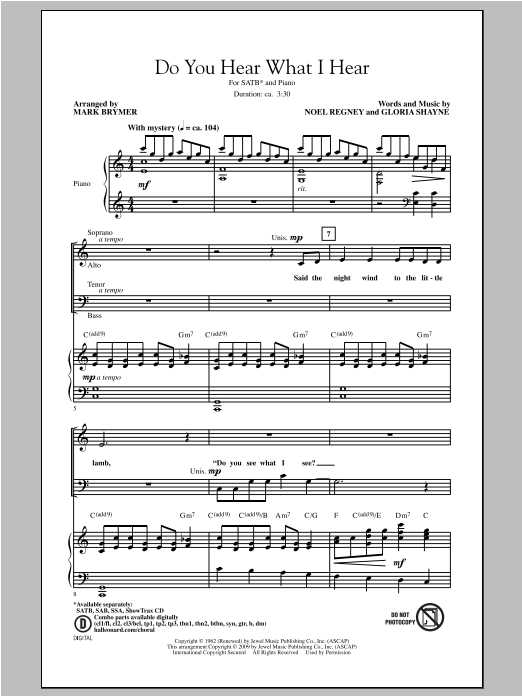 Product gallery: Page 1 of 1 Do You Hear What I Hear (arr. Mark Brymer), Gloria Shayne