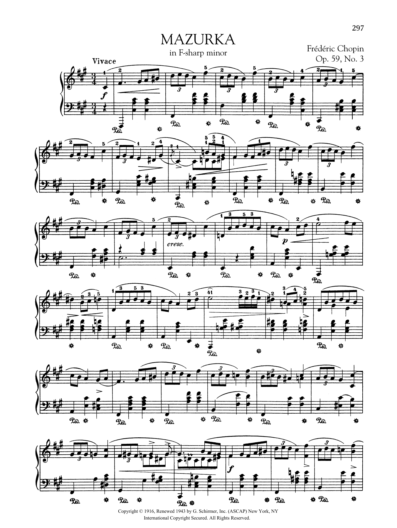 Product gallery: Page 1 of 1 Mazurka in F-sharp minor, Op. 59, No. 3, Frédéric Chopin