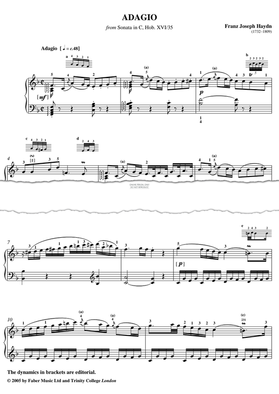 Produktgalerie: Seite 1 von 1 Adagio from Sonata in C, Hob XVI/35, Joseph Haydn, Klavier
