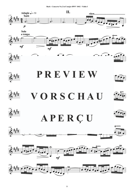 Product gallery: Page 10 of 11 Concerto No.2 in E-Dur BWV 1042, , String Quartet - Individual Parts