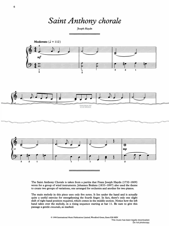 Produktgalerie: Seite 1 von 1 Saint Anthony Chorale, Joseph Haydn, Klavier