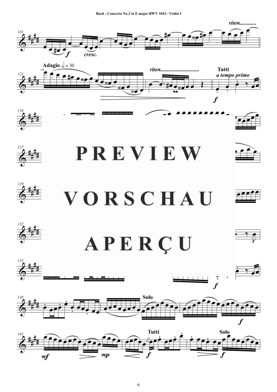 Product gallery: Page 7 of 11 Concerto No.2 in E-Dur BWV 1042, , String Quartet - Individual Parts