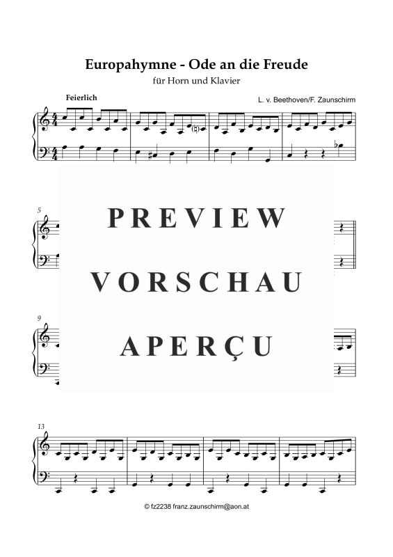Produktgalerie: Seite 6 von 8 Europahymne - Ode an die Freude, , Horn in F und Klavier