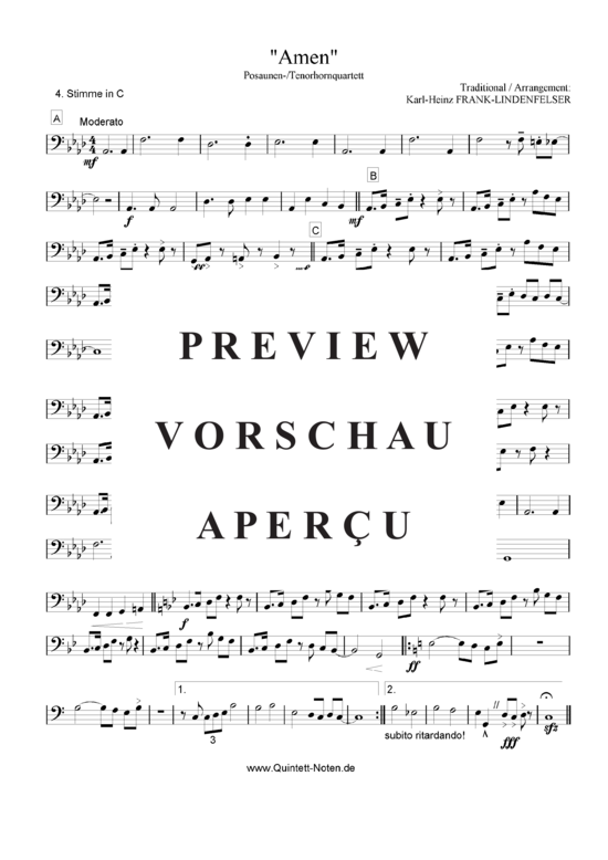 Produktgalerie: Seite 13 von 14 Amen , , (Blechbläser Quartett für Tenorhorn, Bariton, Euphonium, Posaune)
