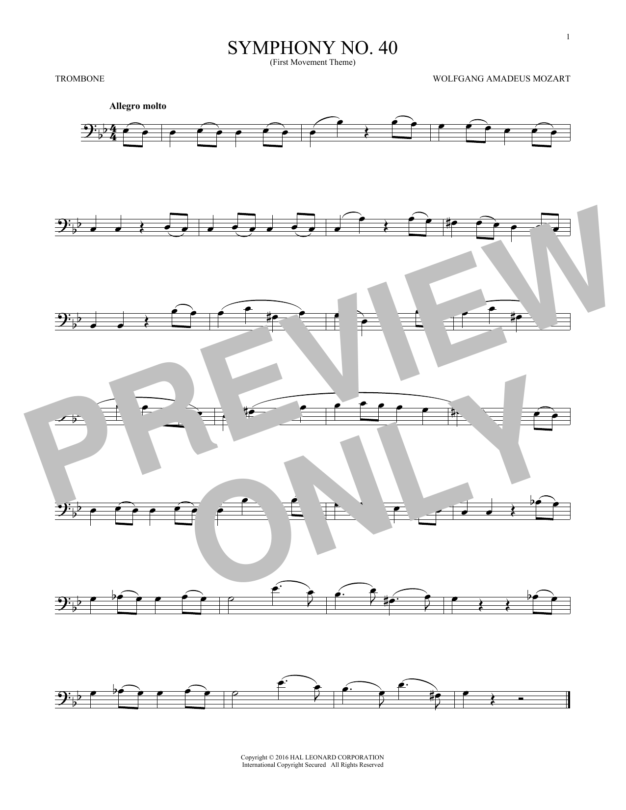 Product gallery: Page 1 of 1 Symphony No. 40 In G Minor, First Movement Excerpt, Wolfgang Amadeus Mozart