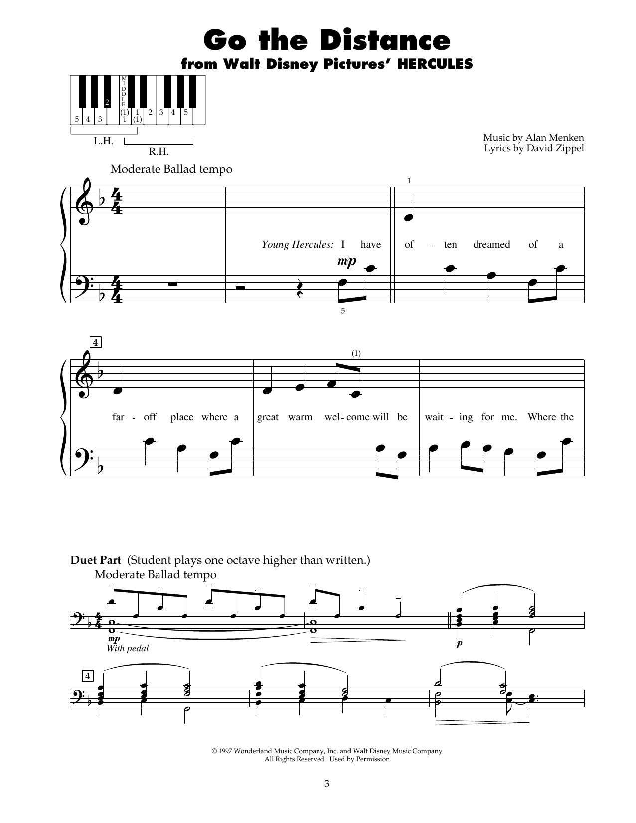 Product gallery: Page 1 of 1 Go The Distance (from Hercules), Alan Menken