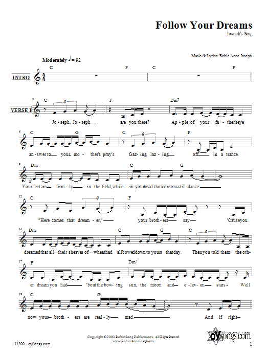 Product gallery: Page 1 of 1 Follow Your Dreams (Joseph's Song), Robin Joseph
