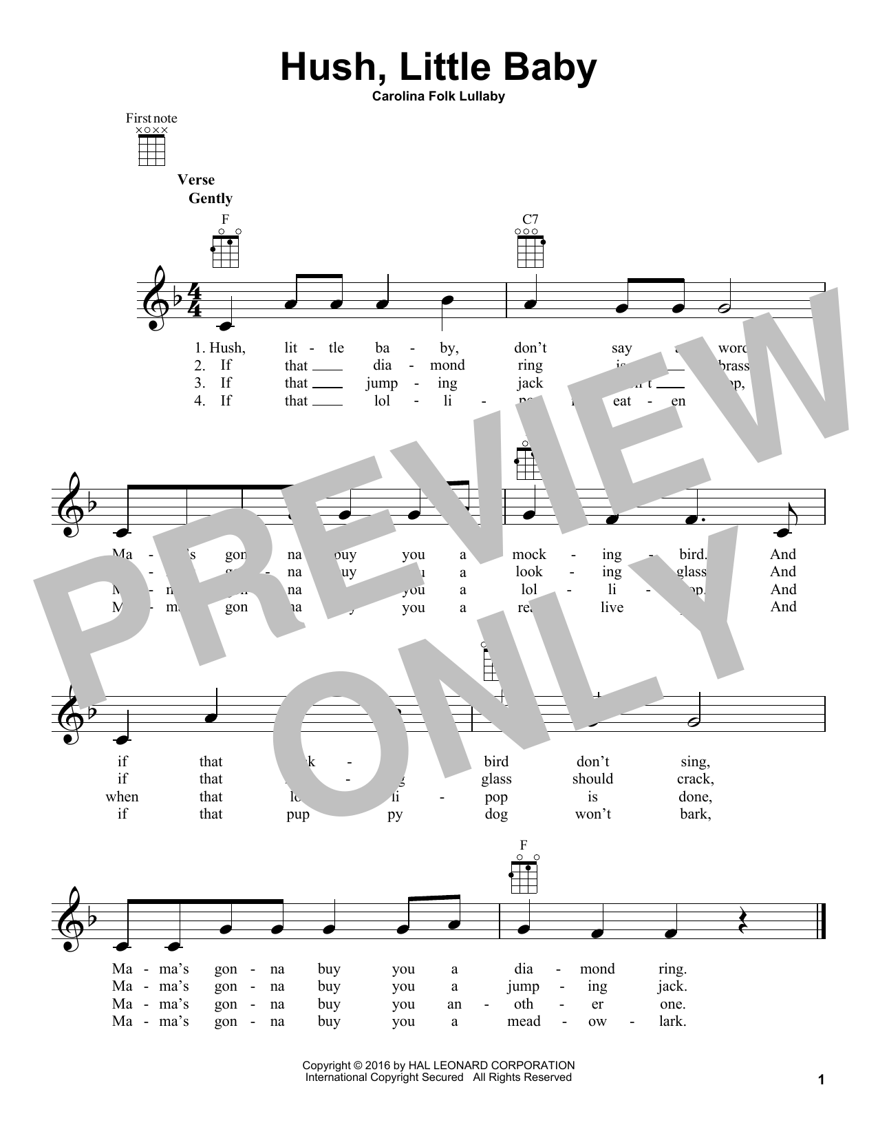 Product gallery: Page 1 of 1 Hush, Little Baby, Carolina Folk Lullaby