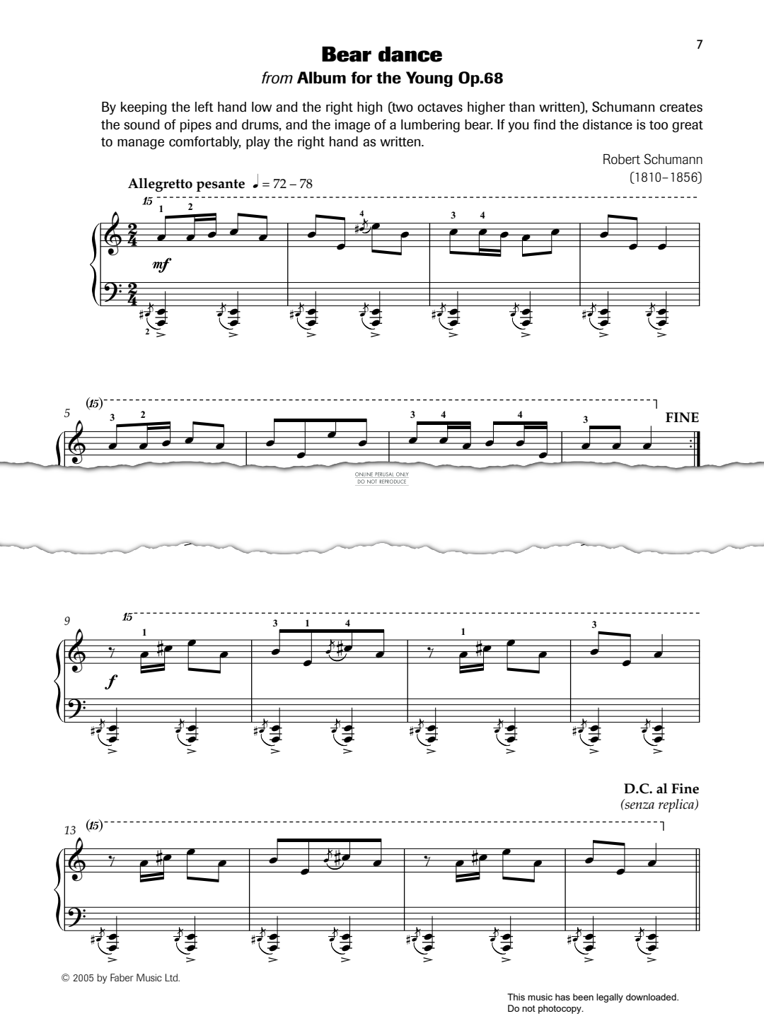 Produktgalerie: Seite 1 von 1 Bear Dance (from ‘Album for the young’ Op.68), Robert Schumann, Klavier