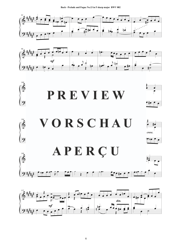Product gallery: Page 7 of 9 Prelude and Fugue No. 13 in F sharp major BWV 882, , Solo Piano