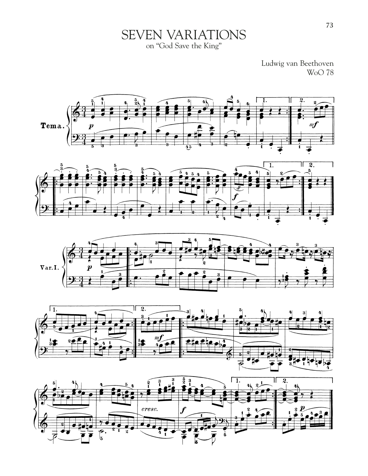 Product gallery: Page 1 of 1 7 Variations On God Save The King, WoO 78, Ludwig Van Beethoven