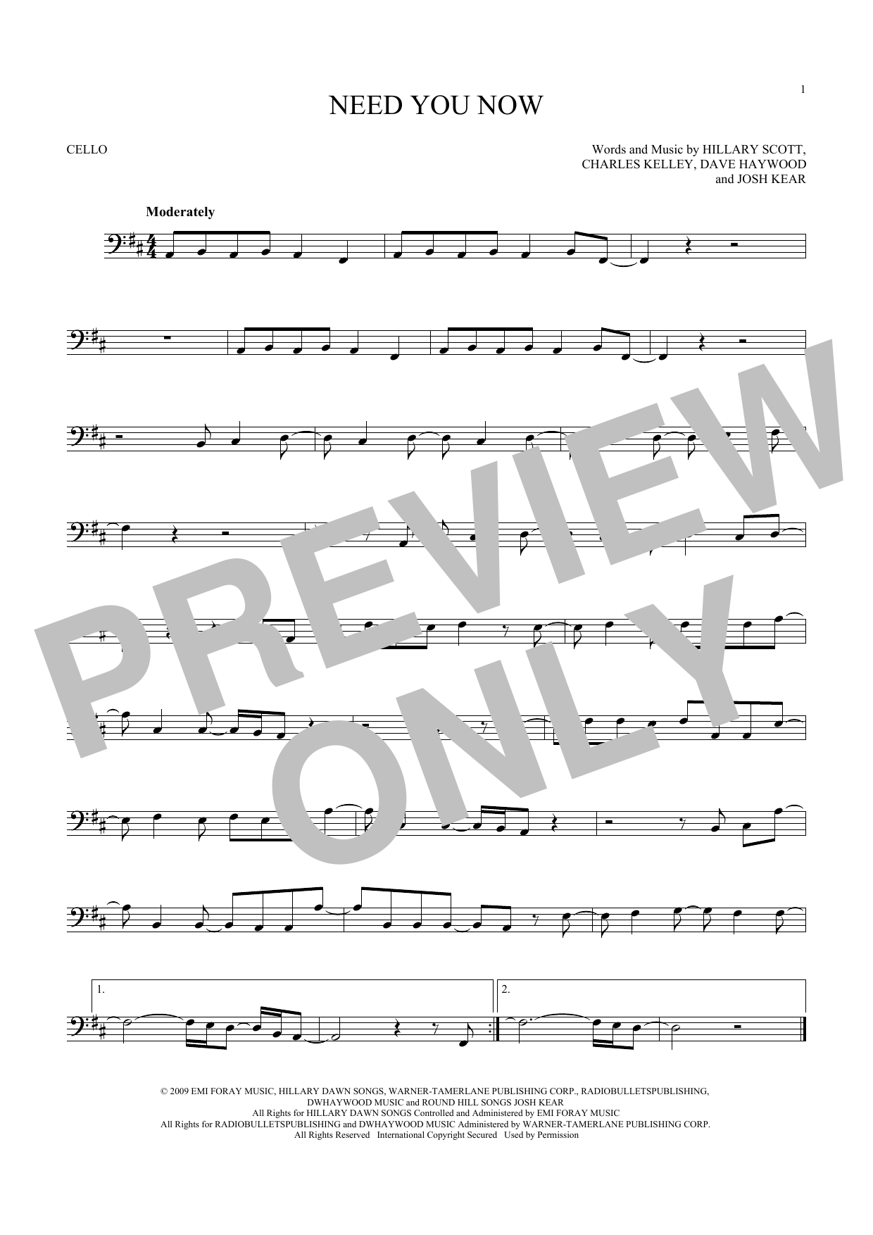 Produktgalerie: Seite 1 von 1 Need You Now, Lady A, Violoncello